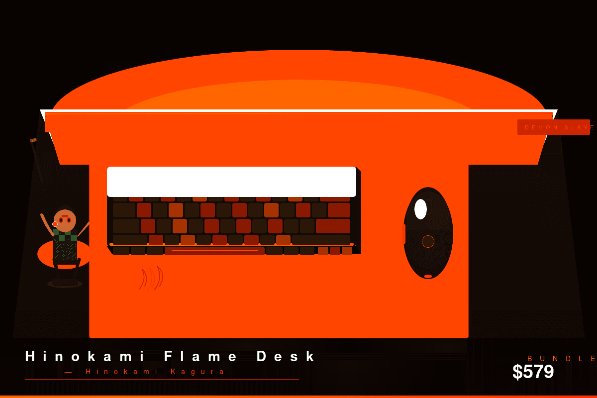 Hinokami Flame Desk — Demon Slayer desk setup bundle