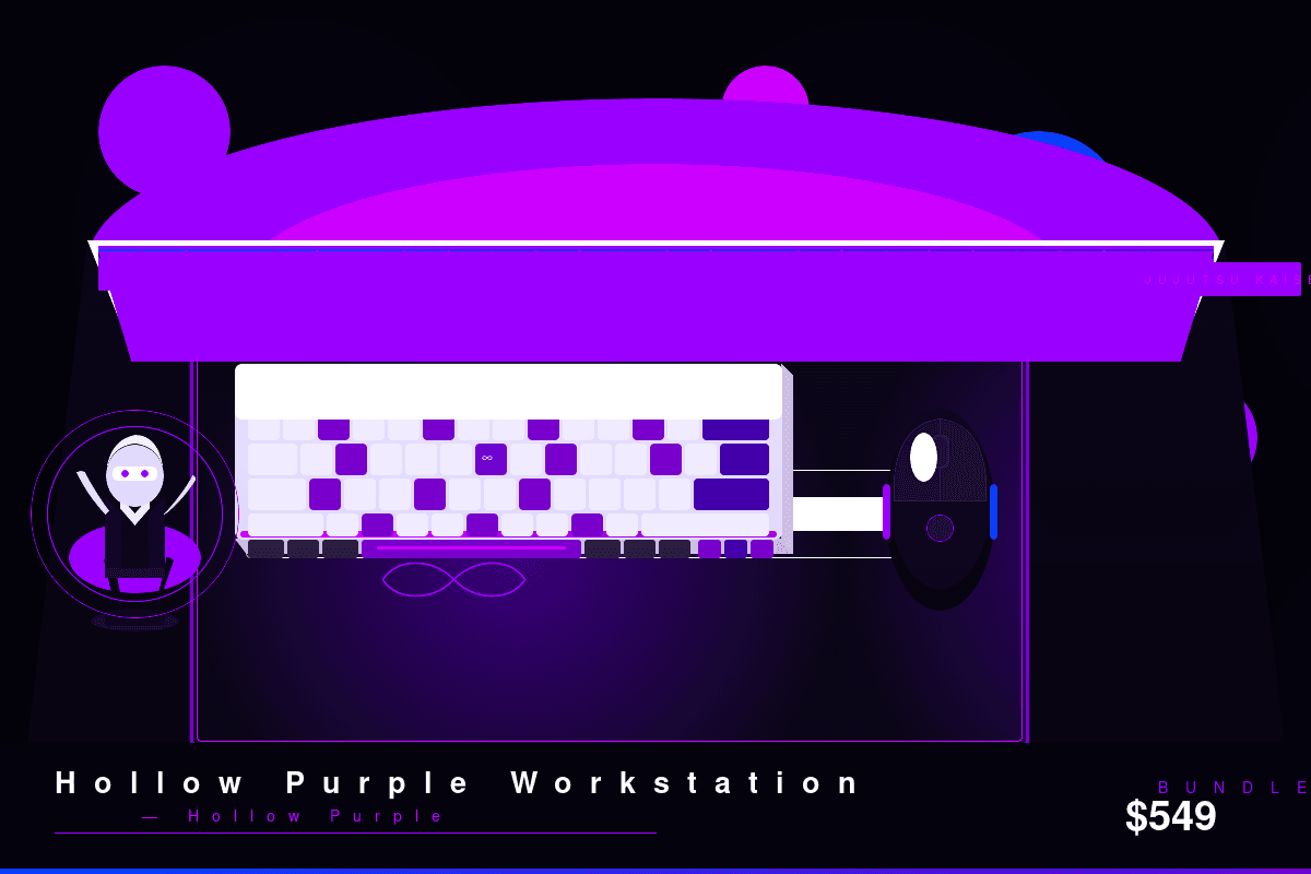 Hollow Purple Workstation — Jujutsu Kaisen desk setup bundle